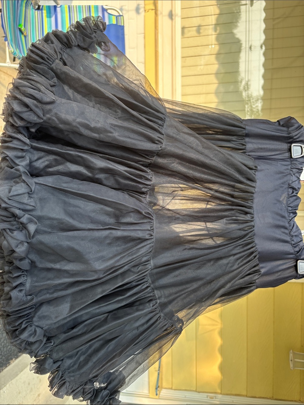 Black Layered Circle Skirt with Elastic Waist
